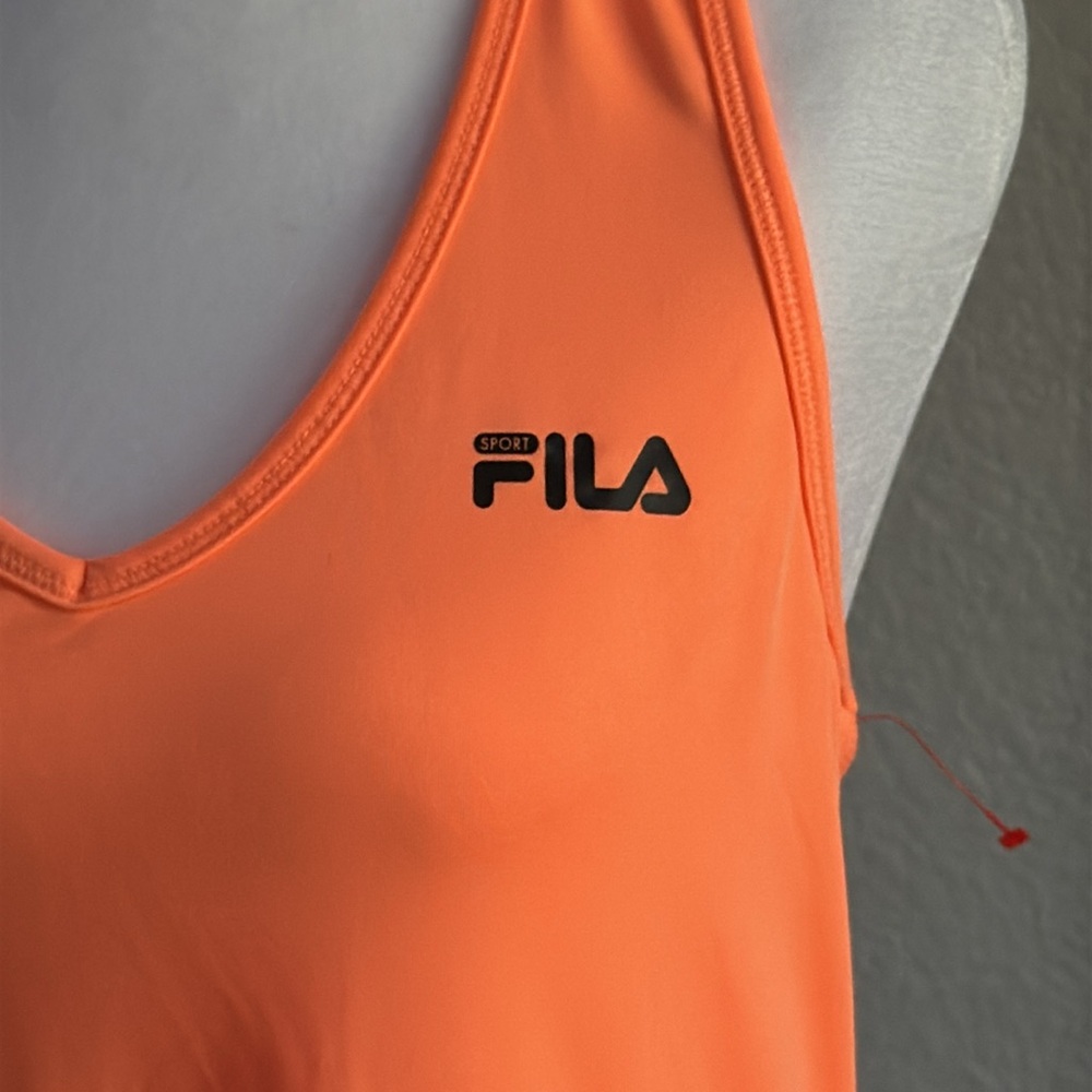 New Fila Orange Fitted Razorback Tank Top Large - Picture 3 of 7